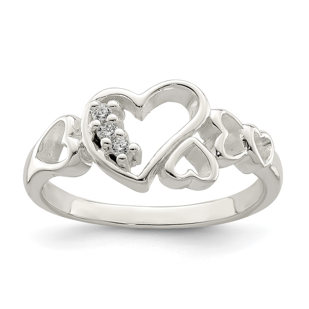 925 Sterling Silver CZ (Cubic Zirconia) Heart Ring
